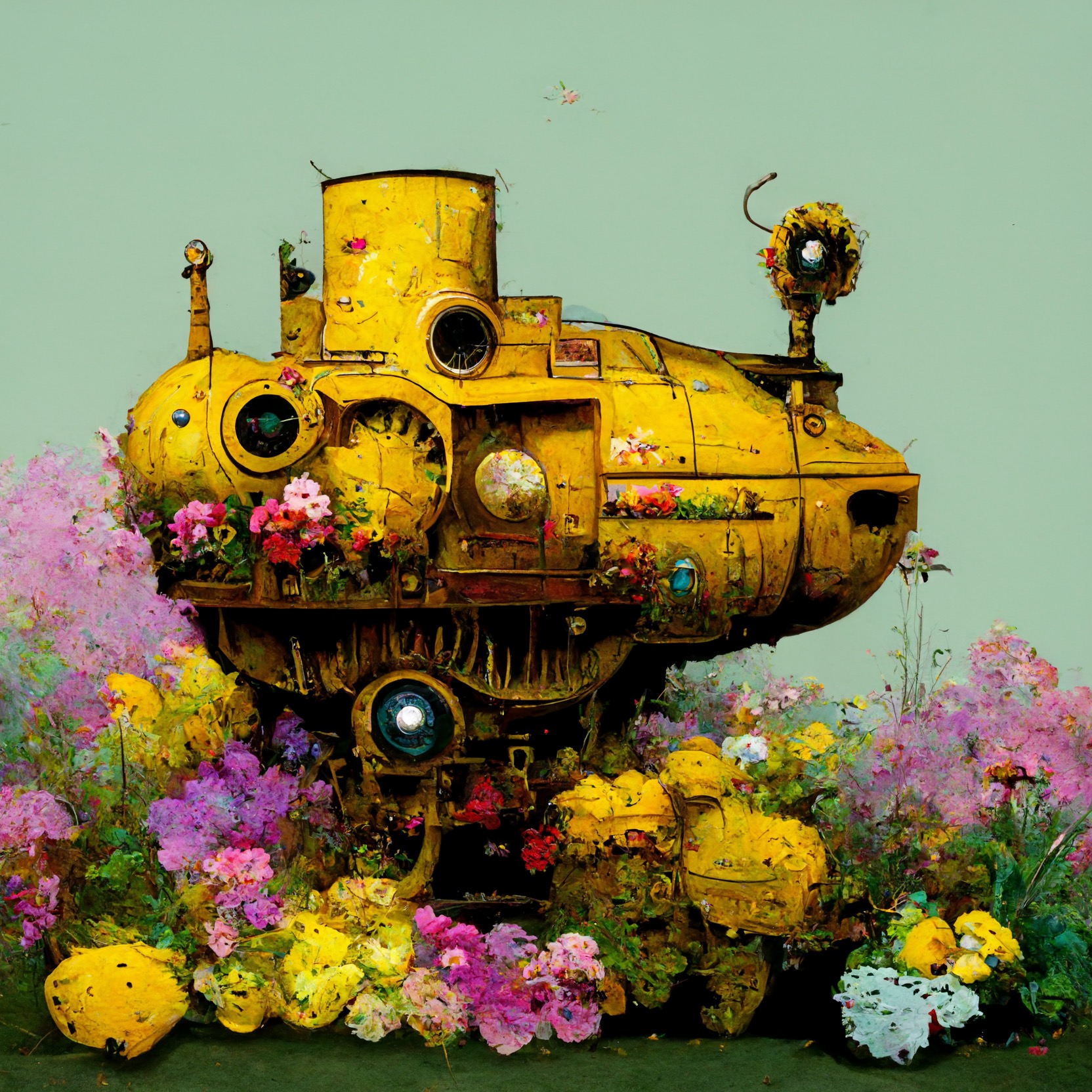 Prinz Rupi yellow submarine in a flowerbed beautiful coloured02