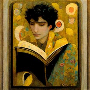 Prinz Rupi young man reading a golden book Gustav Klimt style 570ee75c af40 41bb ad7e d3e8eaf4bc95