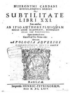 Originalcover des Werkes »De Subtilitate« von Girolamo Cardano 