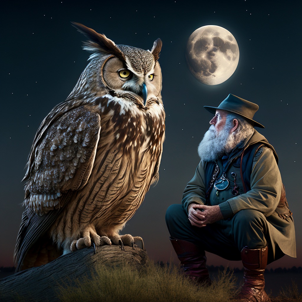 Dialog mit dem Uhu im Licht des Mondes