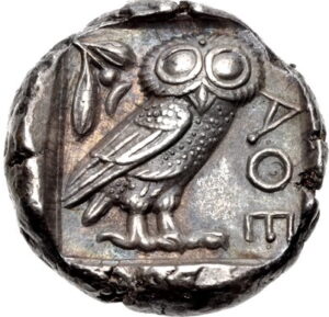 Athenisches Vierdrachmenstück mit Eule